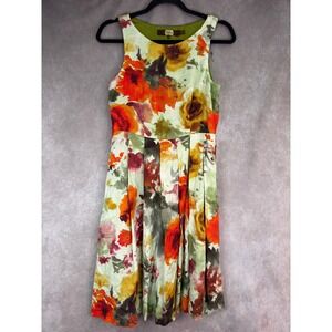 Eva Franco Anthropologie En Plein Air Floral Sleeveless Dress Size 6 Pleated